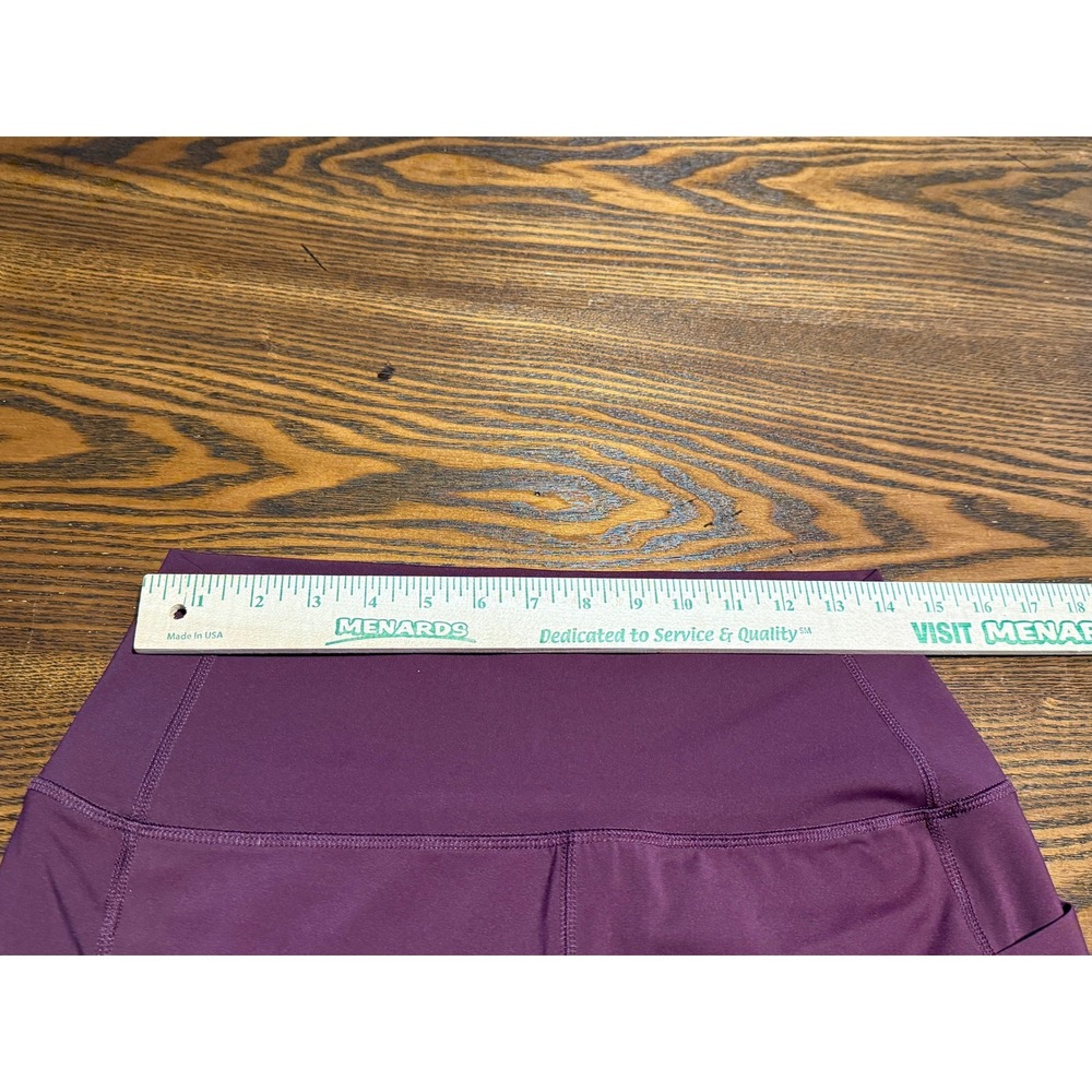 RBX Womens Large Burgundy High Waisted Capri Leggings Side Pockets Athleisure - Picture 5 of 16